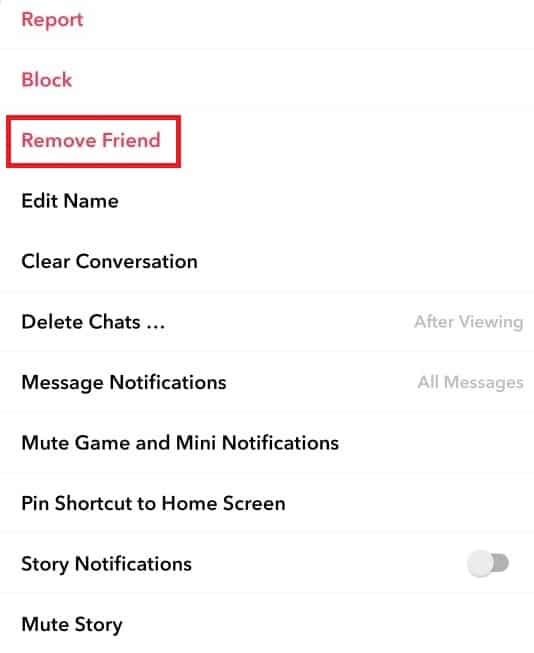 點擊刪除朋友。 如何查看 Snapchat 關注者數量