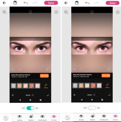 YouCam MakeUp 去除紅眼