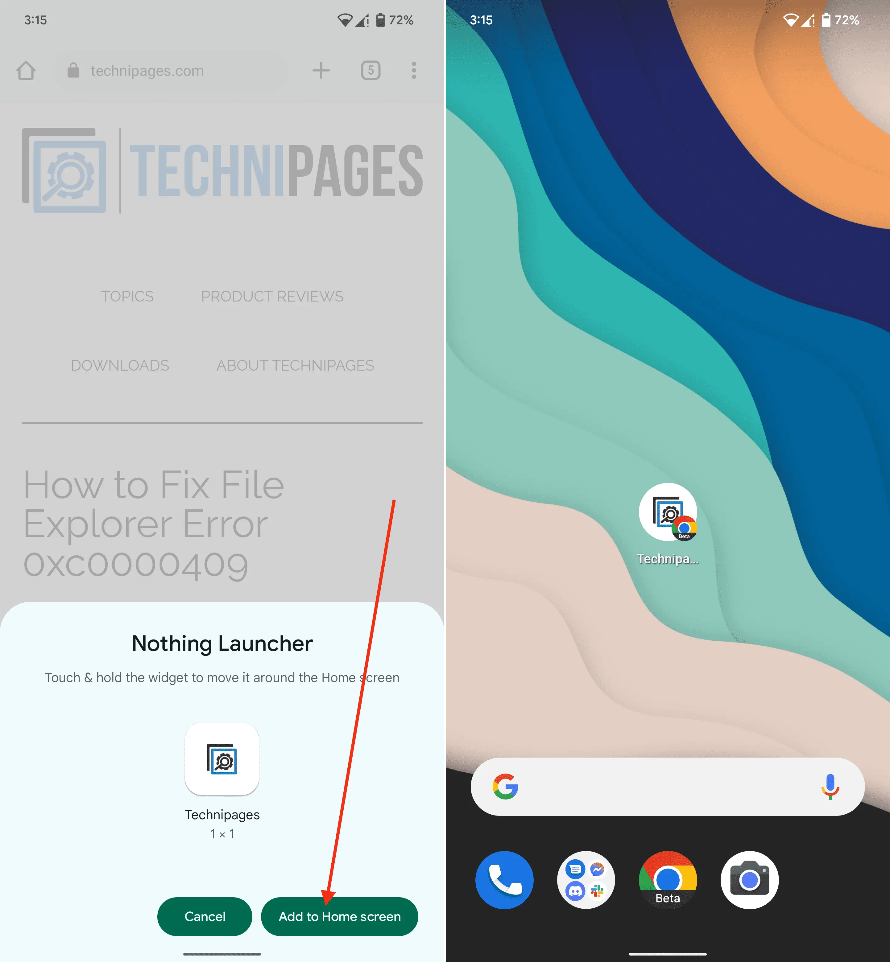 如何在 Android 上將網站添加到主屏幕步驟 - 2