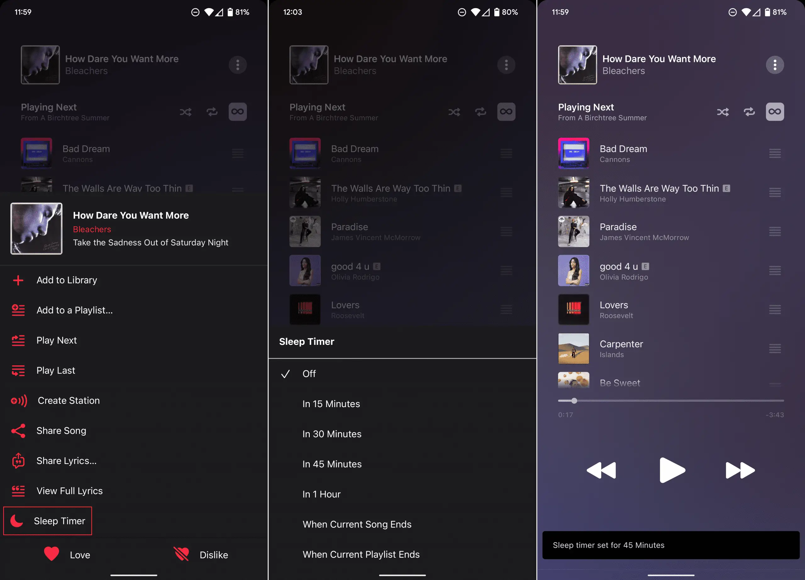 如何在 Android 上的 Apple Music 中設置睡眠定時器 - 2