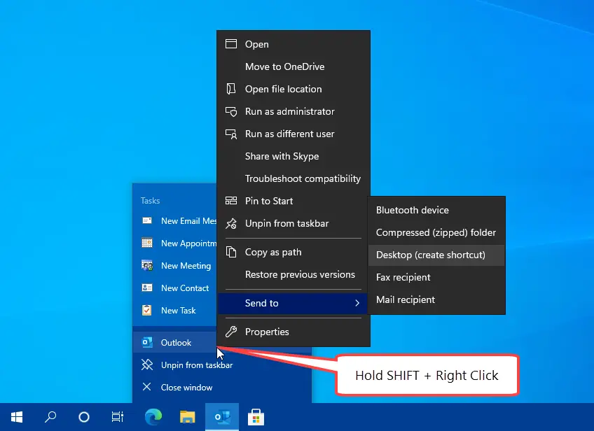 在 Windows 10 中為正在運行的應用程序創建桌面快捷方式。